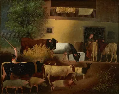 The homecoming of the herd by Michael Neder, 1844 — digital art print download