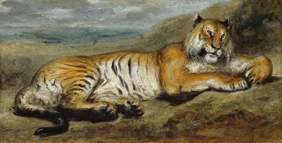 Tiger Resting by Pierre Andrieu, c. 1830 — digital art print download