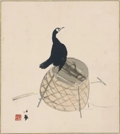 Cormorant on a Basket by Takeuchi Seihō — digital art print download