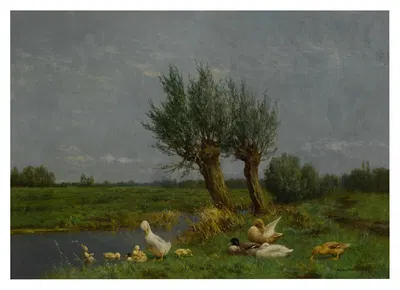 A Duck Family In A Meadow by Constant Artz — digital art print download