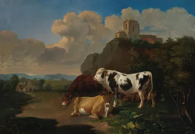 A Landscape With Cattle And Ruins Beyond by Голландская школа — digital art print download
