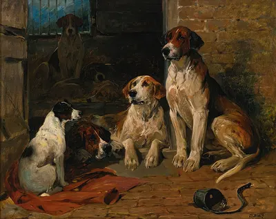 Hounds By a Kennel by Джон Эмс — digital art print download