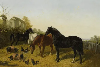Horses And Chickens by John Frederick Herring Jr. — digital art print download