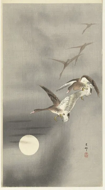 Geese in flight by Ohara Koson, 1900 - 1930 — digital art print download