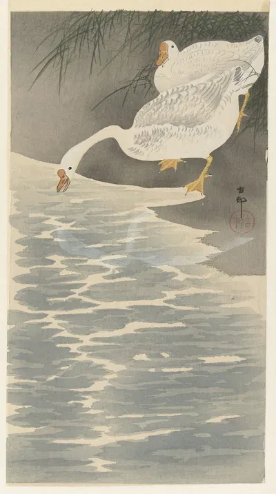 Geese on the bank by Охара Косон, 1900 - 1930 — digital art print download