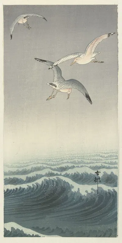 Three gulls by Ohara Koson, 1900 - 1930 — digital art print download