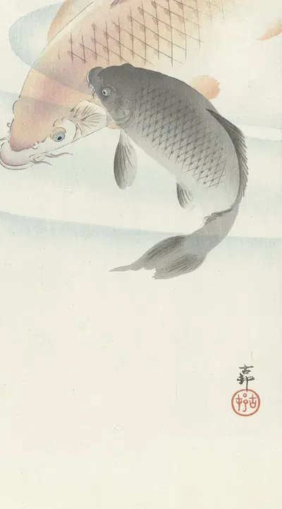 Two Carps by Ohara Koson, 1900 - 1930 — digital art print download