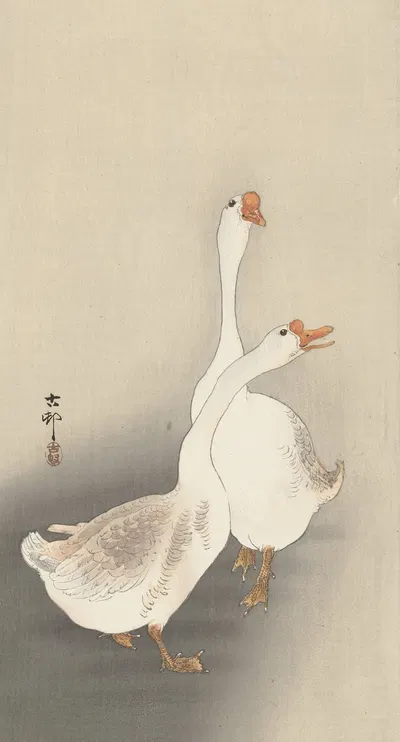Two geese. by Ohara Koson, 1900 - 1930 — digital art print download