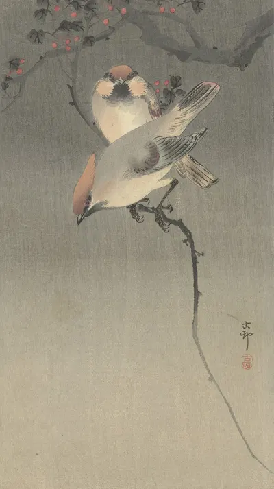 Waxwing birds by Ohara Koson, 1900 - 1930 — digital art print download