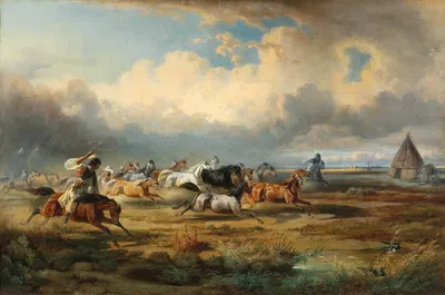 Herd of Horses on the Puszta by Адольф ван дер Венне — digital art print download