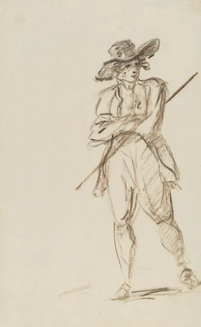 Young Man Holding a Stick under his Arm by Генри Уильям Бунбери — digital art print download