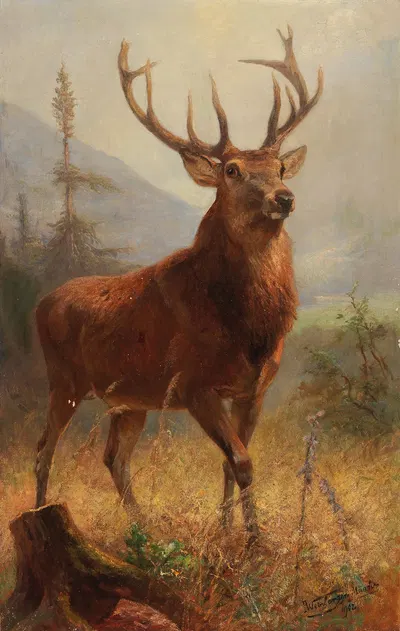 Trophy Stag in an Open Landscape by Антон Вайнбергер — digital art print download