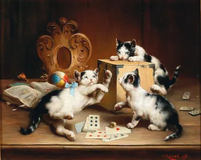 Playful kittens by Carl Reichert — digital art print download