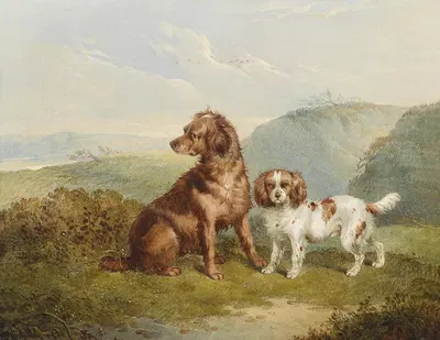 Two dogs by Шарль Джонс, 1857 — digital art print download