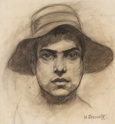Männerkopf mit Hut by Hermann Stenner, 1910 — digital art print download