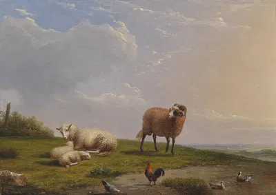 Schafe in Landschaft by Frans van Severdonck, 1862 — digital art print download
