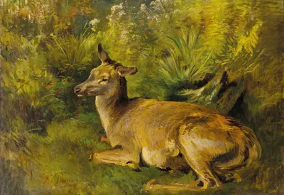 Ruhende Hirschkuh by Франц Ксавер фон Паузингер — digital art print download