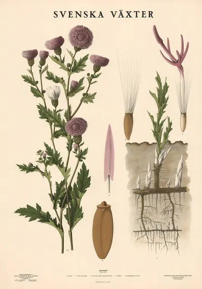 Åkertistel. Cirsium arvense by Max Richter, 1939 — digital art print download