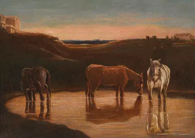Cavalli al guado by Giovanni Segantini — digital art print download