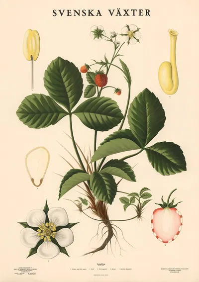 Smultron. Fragaria vesca by Max Richter, 1939 — digital art print download