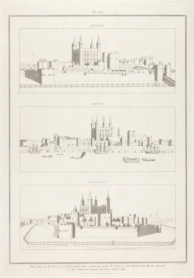 Three Views of the Tower of London by James Basire the younger, 1815 — digital art print download