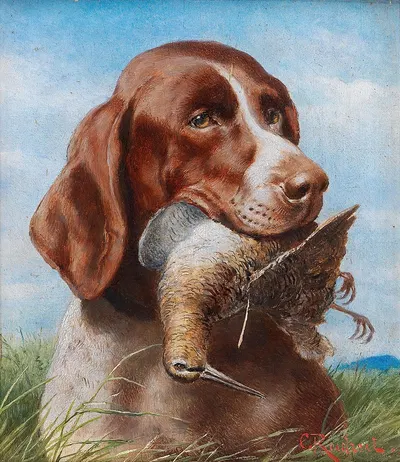 Gundog With Snipe by Carl Reichert — digital art print download