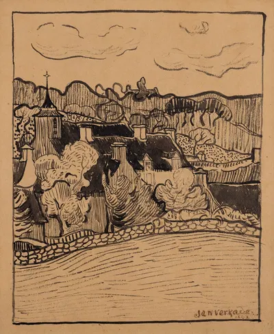 Les Maisons à Saint-Nolff by Ян Веркаде, 1892 — digital art print download