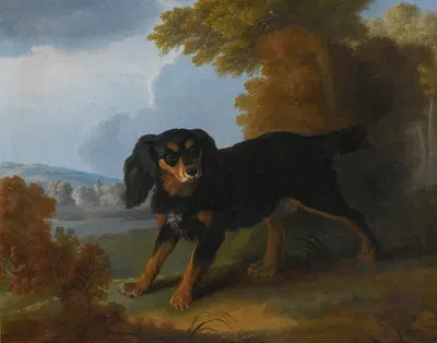 Portrait Of A King Charles Spaniel In A Landscape by Кристоф Уэ — digital art print download