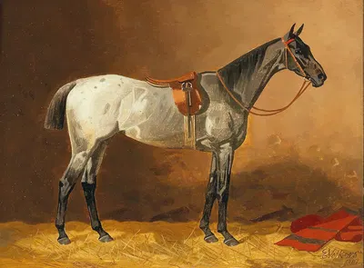 Gesatteltes Reitpferd by Эмиль Волькерс — digital art print download