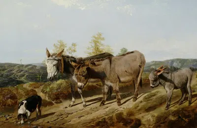 Donkeys On A Moorland Track by Friedrich Wilhelm Keyl, 1855 — digital art print download