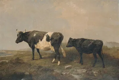 Cow And Calf by Friedrich Wilhelm Keyl — digital art print download