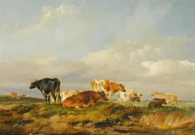 Cattle In A Kent Meadow by Томас Сидни Купер, 1839 — digital art print download