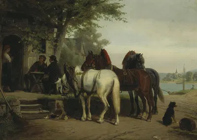 The Halt At The Inn by Уильям Хан, 1867 — digital art print download