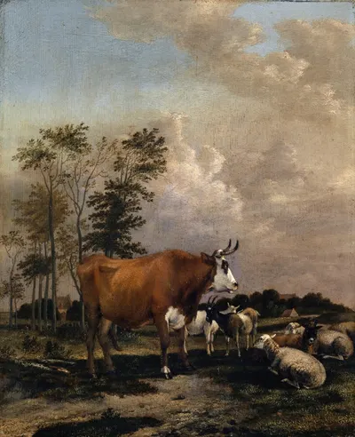 Pasturage with Brown Bull by Альберт Янсз. Кломп, 1663 — digital art print download