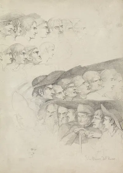 Studies of Rows of Spectators by John Brown — digital art print download