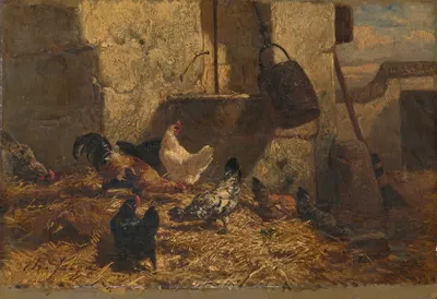 Chickens by Шарль Эмиль Жак, 1833 – 1889 — digital art print download