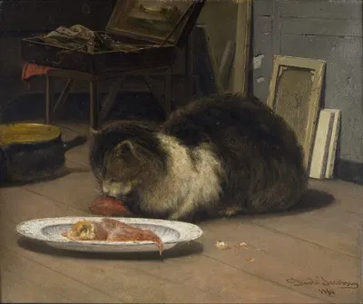 The Cat in the Studio by Давид Якобсен, 1860 — digital art print download