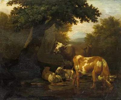 Cattle at the Watering Place by Dirck van Bergen — digital art print download
