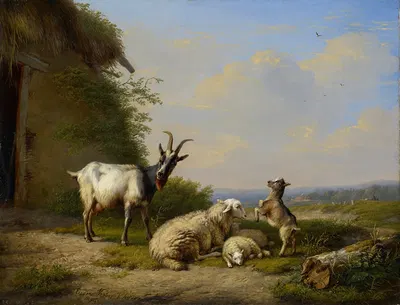 Goats and Sheep by Южен Жозеф Вербокховен, 1845 — digital art print download