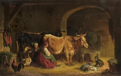 In the Barn by Фридрих Вольц, 1852 — digital art print download