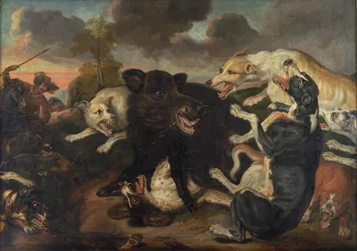 A Boar Hunt by Юриан Якобсз., 1677 — digital art print download