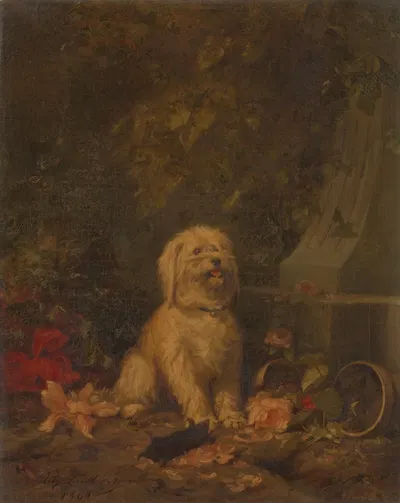 Dog with a dead mole by Louis-Eugène Lambert, 1860 — digital art print download