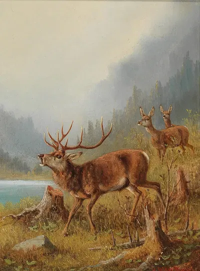 A Bellowing Stag by Мориц Мюллер — digital art print download
