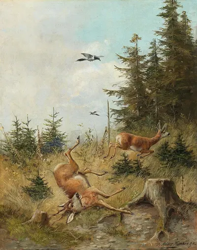 The Hunt by Мориц Мюллер, 1890 — digital art print download