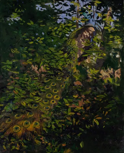 Peacock in the Woods, study for book Concealing Coloration in the Animal Kingdom by Аббот Хандерсон Тейер, 1907 — digital…