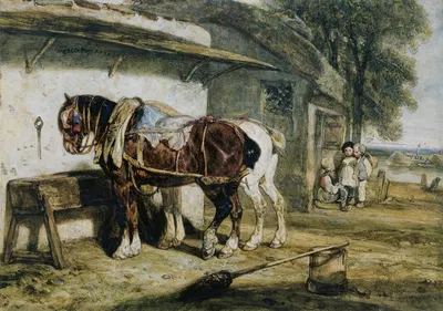 Cart Horses by Александр-Габриэль Декамп, 1830 — digital art print download