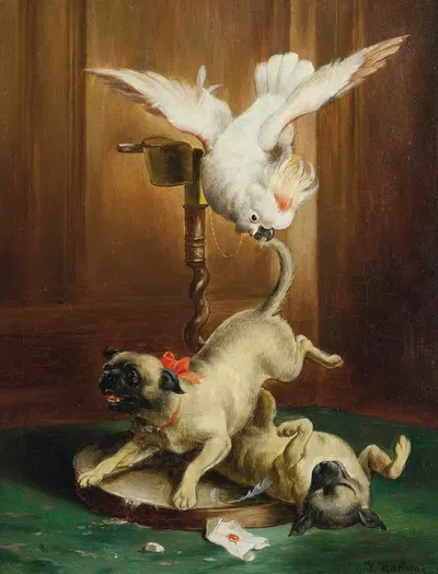 Pug pandemonium by Carl Reichert — digital art print download