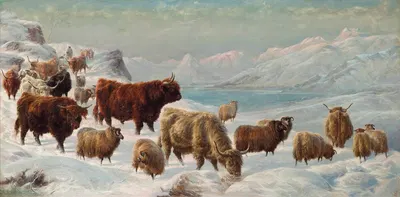 Winter in the highlands by Шарль Джонс, 1871 — digital art print download