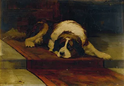 St. Bernard Lying On A Runner by Hugh George Shaw — digital art print download
