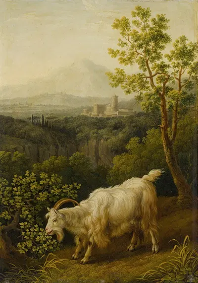 A Male Goat In An Italianate Landscape by Якоб Филипп Хакерт — digital art print download